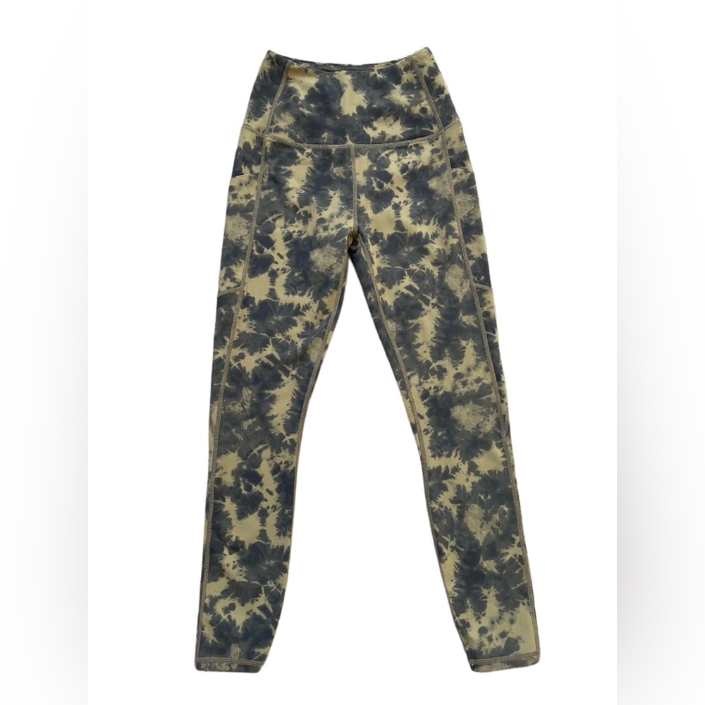 Varley Black and Tan Tie-Dye Leggings